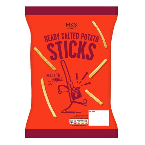 M&S ready salted potato sticks 150g, imported from the UK