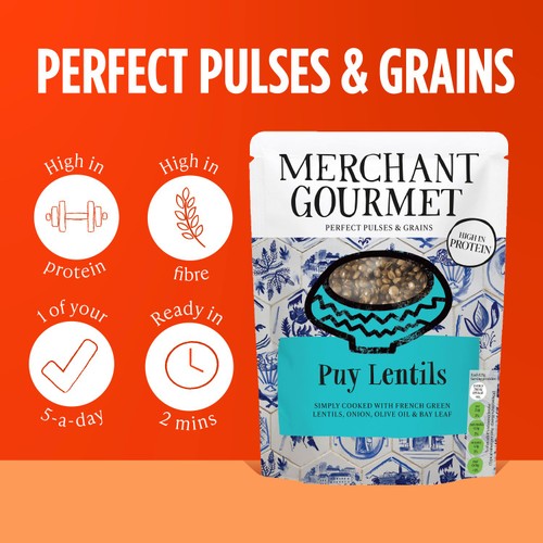 Merchant Gourmet Ready to Eat Puy Lentils 250g, imported from the UK