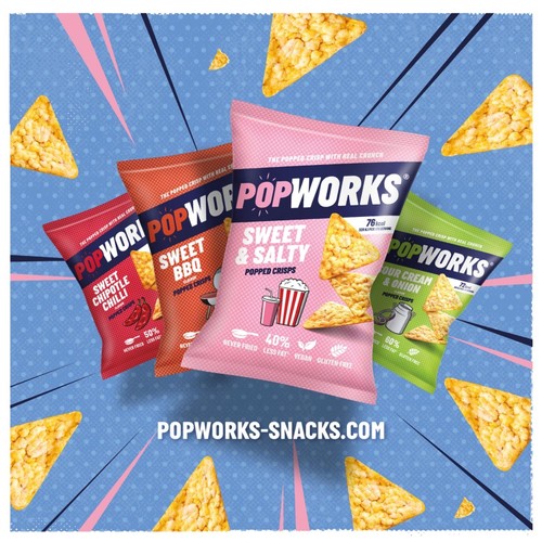 Popworks Sweet BBQ popped crisps 85g, imported from the UK