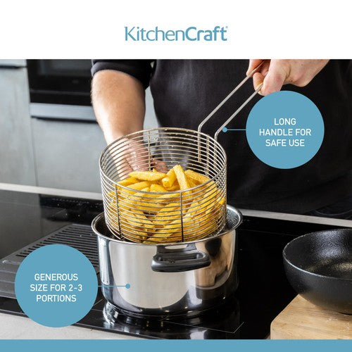 KitchenCraft large chip fryer with basket and lid 20cm, UK version