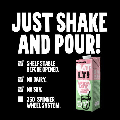 Oatly strawberry matcha latte oat drink - British product