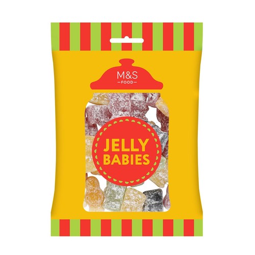 M&S Jelly Babies Fruit Flavoured Jelly Sweets 225g, imported from the UK