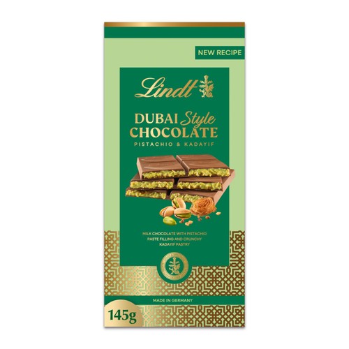 Lindt milk pistachio chocolate bar 145g, UK version