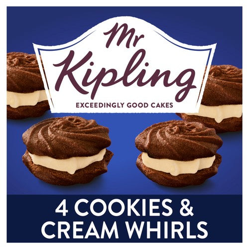 Mr Kipling Cookies & Cream Whirls cakes 4 pack, UK version