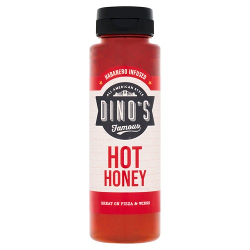 Dino's hot honey habanero infused bottle, imported from the UK