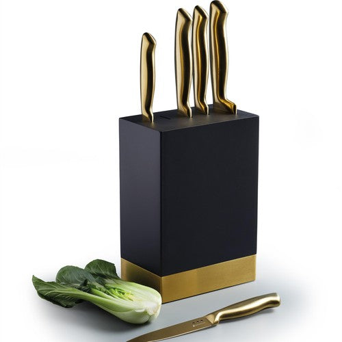 MasterClass Burnished Brass Effect Knife Set with Wooden Storage Block