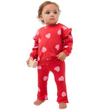 M&S Heart Print Outfit, 12-18 Months, Red Mix