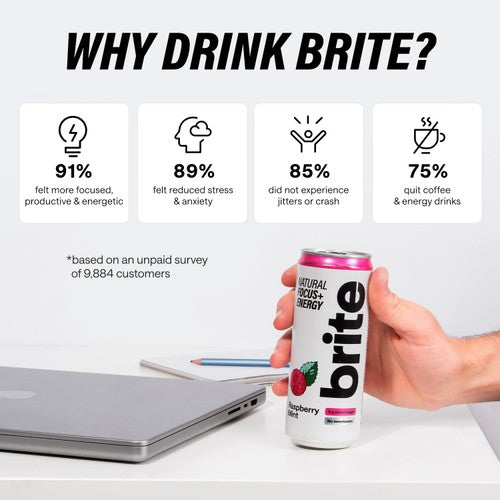 Brite raspberry mint energy drink 330ml - British product