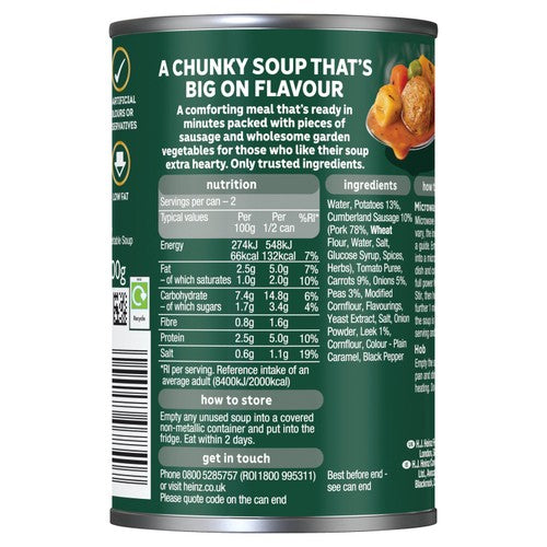Heinz sausage and vegetable soup 400g, UK version