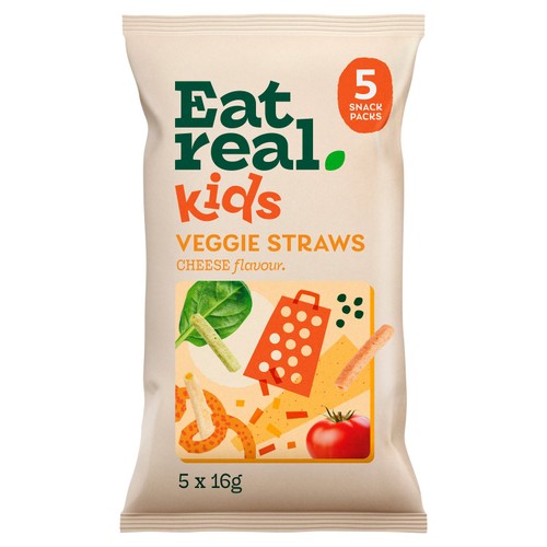 Eat Real Kids Veggie Straws Cheese Flavour 5 x 16g - British product