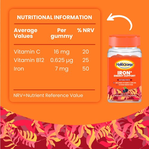 Haliborange mixed berry flavour gummy supplement 30 pack, UK version