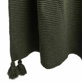 M&S Collection Knitted Tassel Throw, One Size, Dark Green