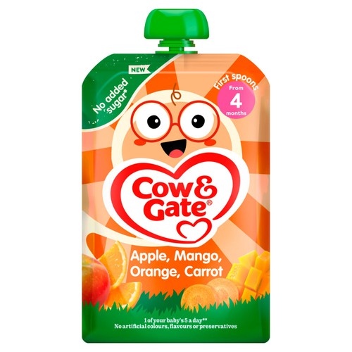 Cow  Gate Fruit Pouch Apple Mango Orange  Carrot Baby Food 4 Months