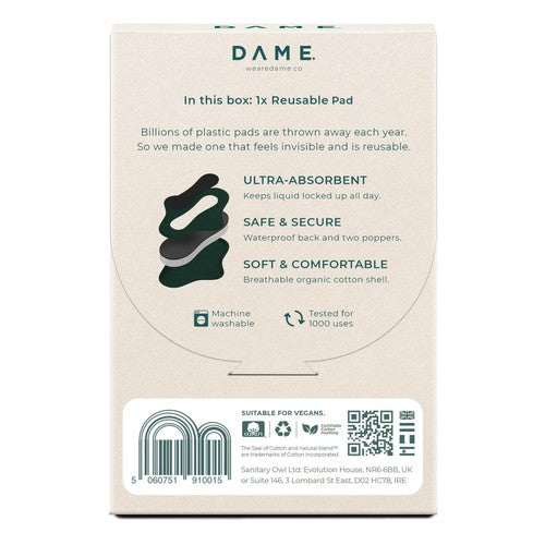 DAME reusable regular period pad 20.5cm - British product