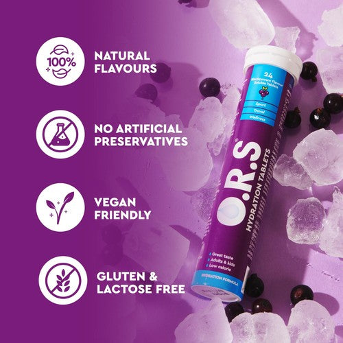 O.R.S Blackcurrant Hydration Tablets 24 Pack imported from the UK