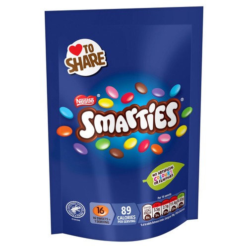 Smarties milk chocolate sharing bag 105g (British brand)