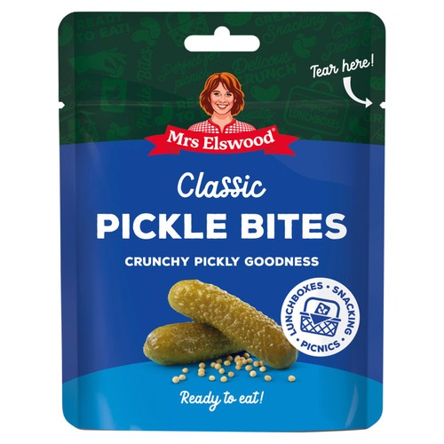 Mrs Elswood Classic Pickles Bites in a pouch (British brand)