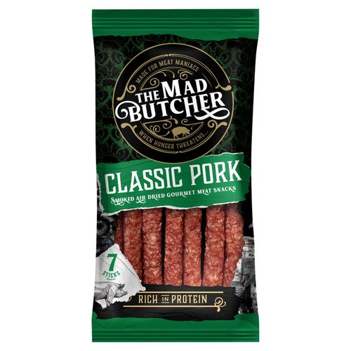 The Mad Butcher Classic Salami Sticks 70g, imported from the UK