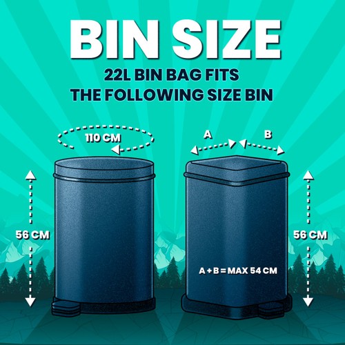 BEAST Incredibly Tough Drawstring Pedal Bin Bags 22L