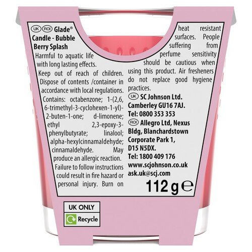 Glade Small Scented Candle, Bubbly Berry Splash
