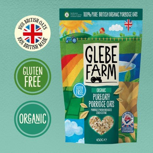 Glebe Farm PureOaty Porridge Oats 450g, imported from the UK