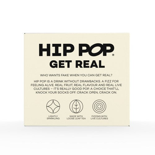 Hip Pop strawberry and pineapple kombucha 4 x 330ml, UK version