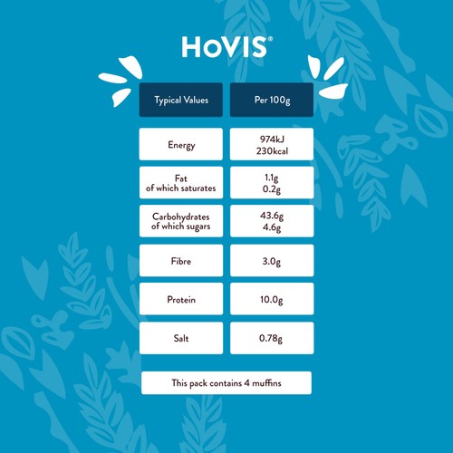 Hovis Soft White English Muffins 4 per pack, UK version