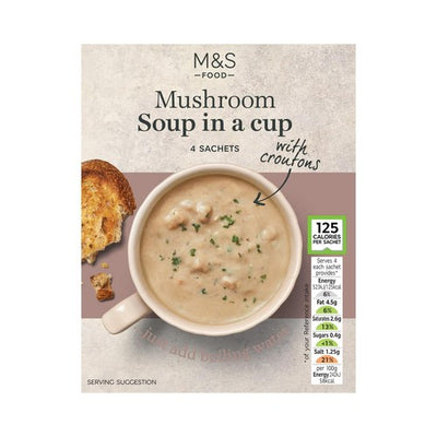 M&S M&S Creamy Mushroom Cup Soup Instant Soup Mix 4 x 22g- Buy online at McGrocer