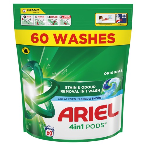 Ariel laundry detergent pods Original 60 washes - British product