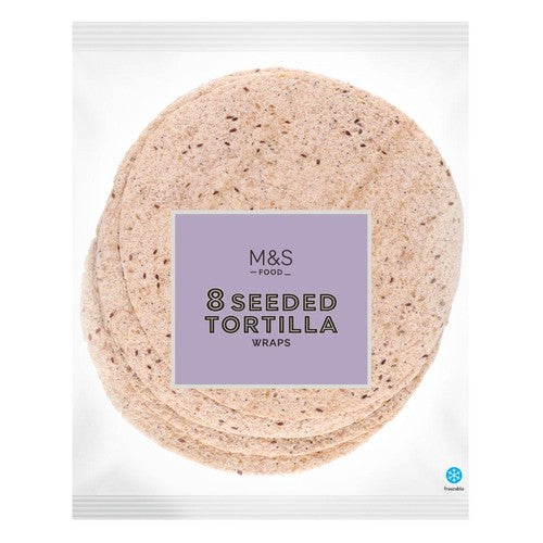 M&S seeded tortilla wraps 8 x 62g, imported from the UK