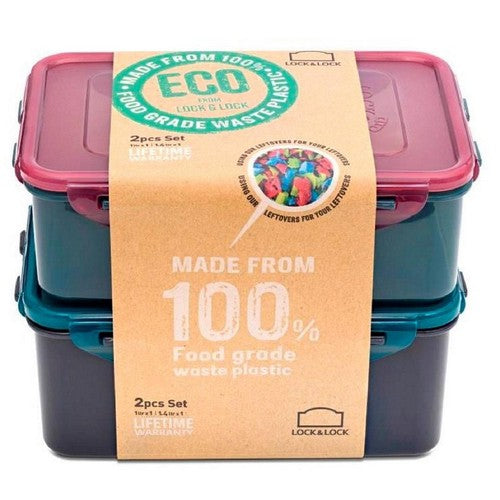 LocknLock Eco food storage containers 1L and 1.4L set, UK version