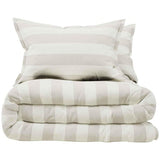 M&S Linen Striped Bedding Set, Super King Size, Natural Mix