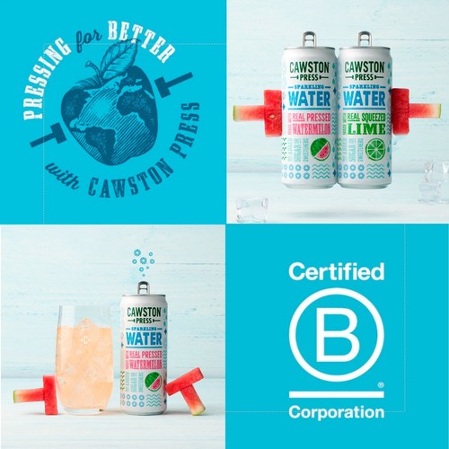 Cawston Press watermelon sparkling water can, UK version