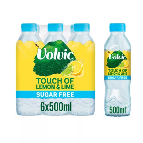 Volvic lemon lime sugar-free flavoured water 6x500ml multipack (British brand)