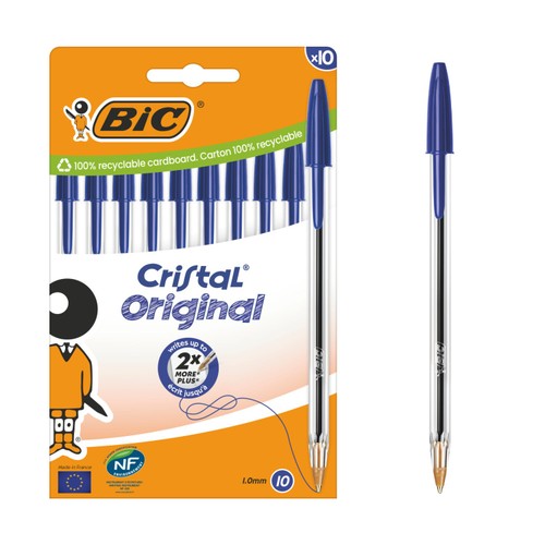 BIC Cristal Original Ballpoint Pens Blue Box of 10