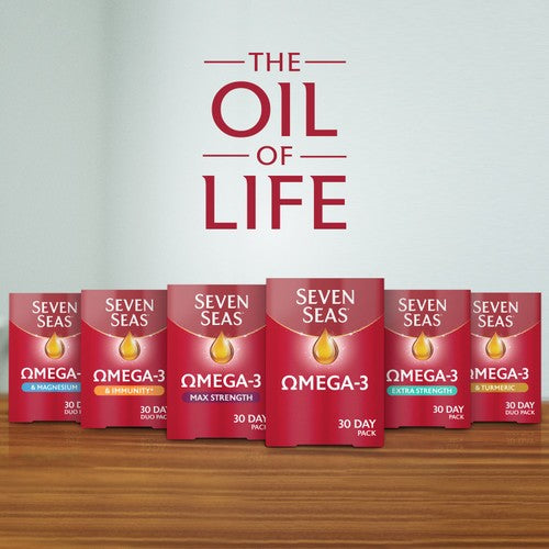 Seven Seas Omega-3 fish oil with vitamin D capsules 30 count (British brand)