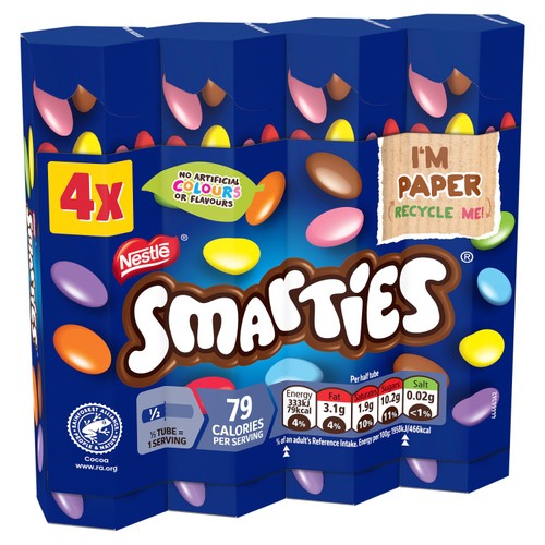 Smarties multipack 4 x 34g chocolate tubes (British brand)