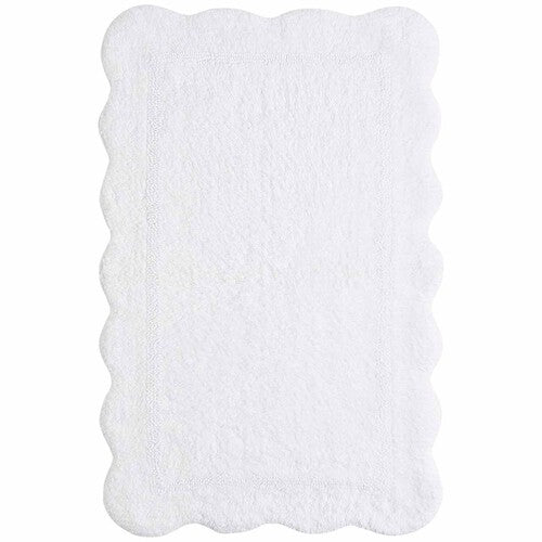 M&S Pure Cotton Scalloped Bath Mat, White