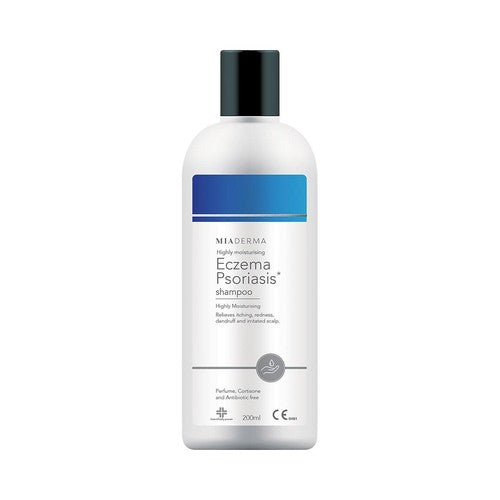 Miaderma Eczema and Psoriasis Shampoo bottle, imported from the UK