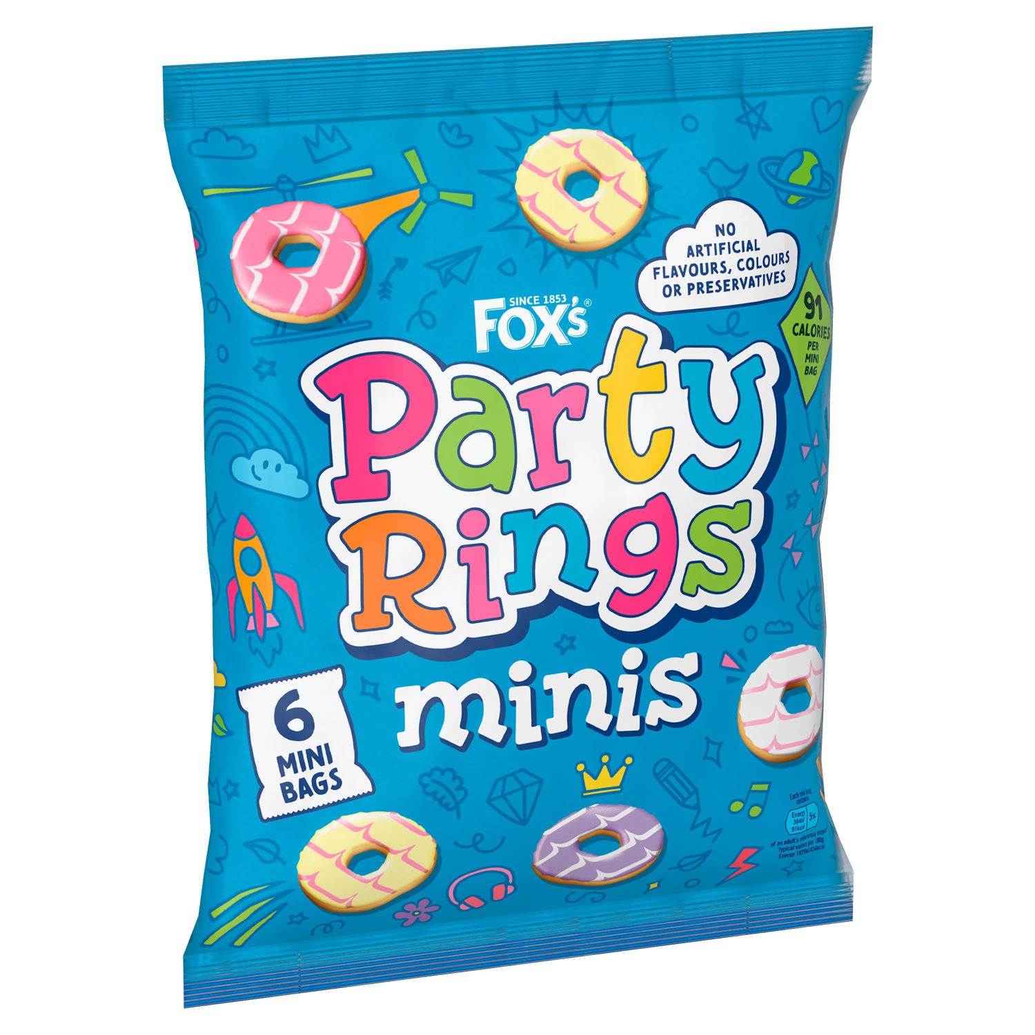 Fox's Party Rings Minis 6 snack bags - British product