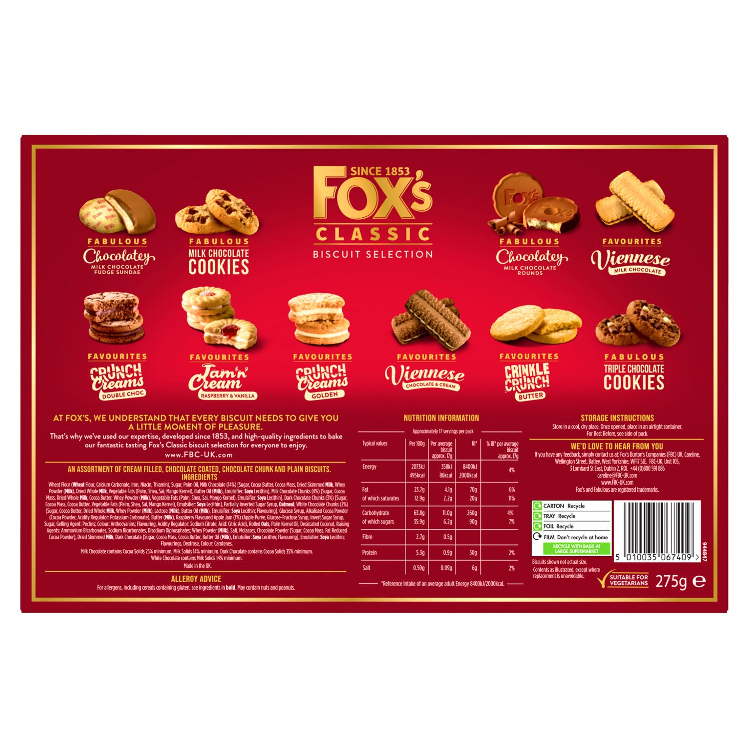 Fox's classic biscuits selection 275g - British product
