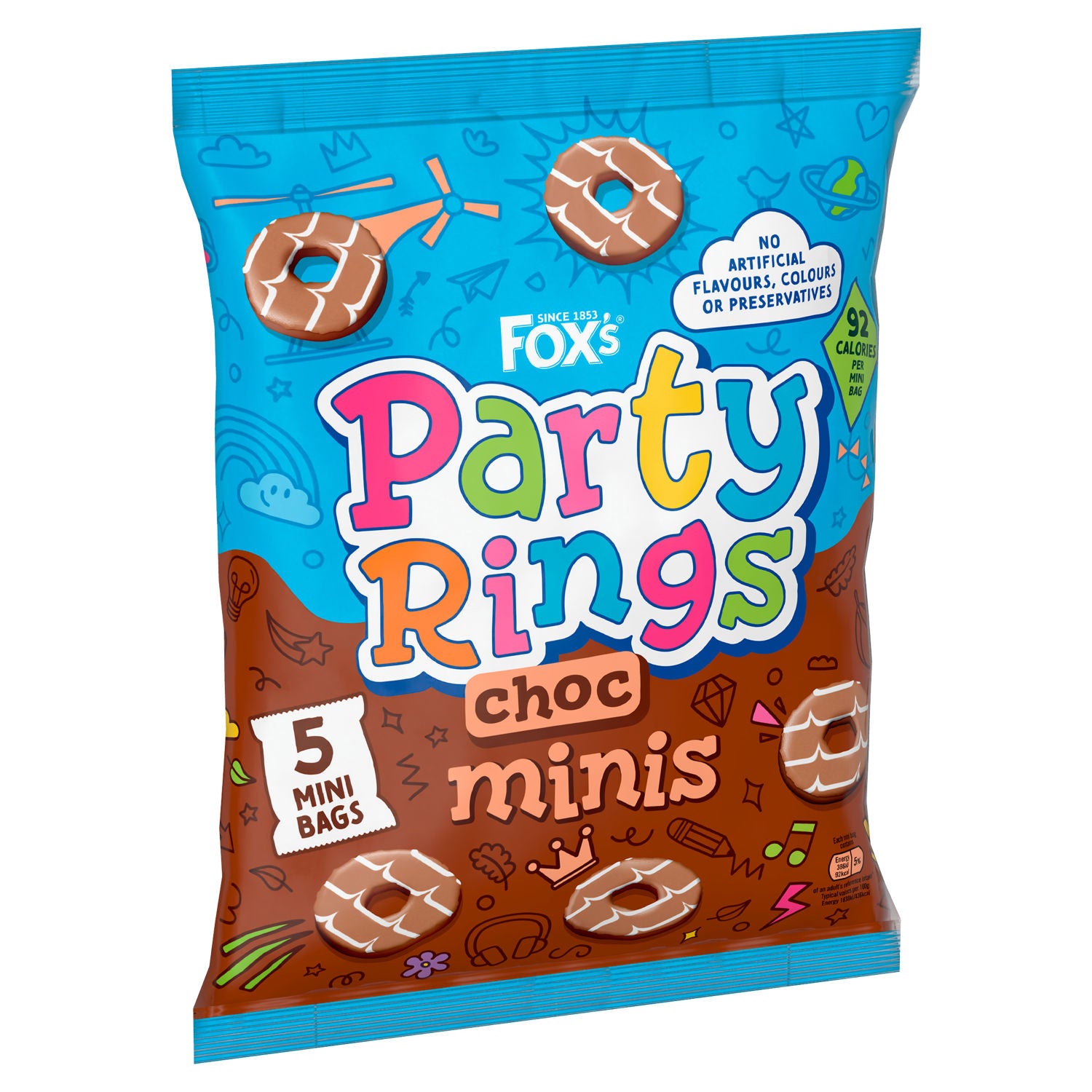Fox's Biscuits Party Rings Minis Chocolate Biscuits 5 x 21g - British product