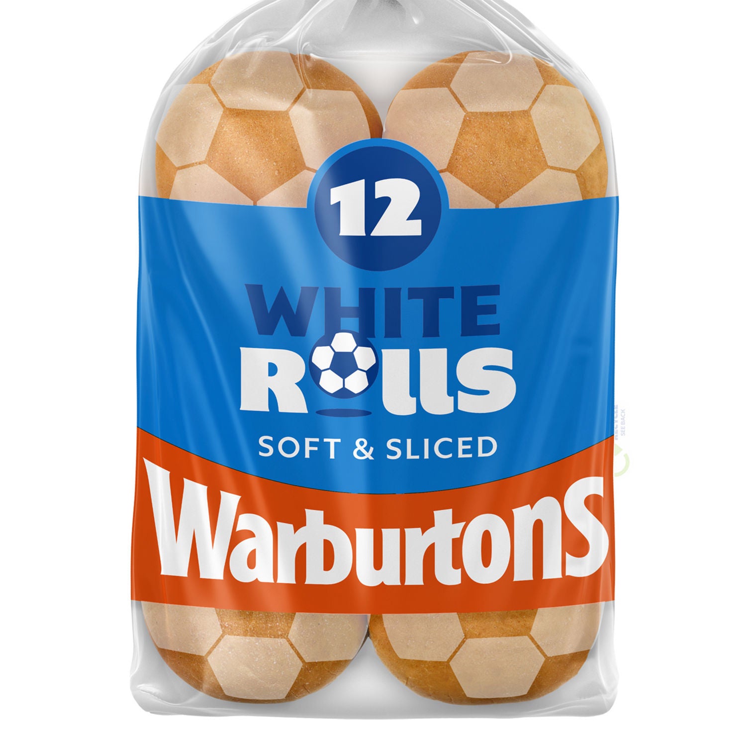 Warburtons sliced white rolls 12 pack (British brand)