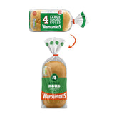 Warburtons large sliced white rolls 4 pack (British brand)