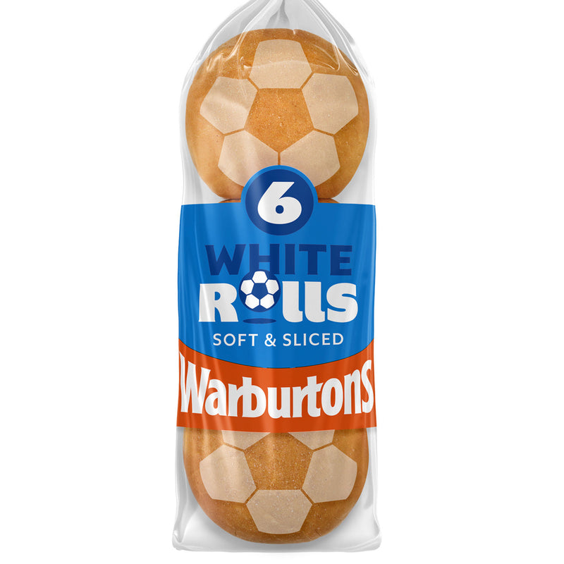 Warburtons white bread rolls 6 pack (British brand)