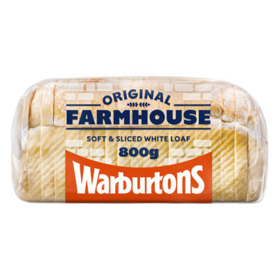 Tesco Warburtons Farmhouse Thick Sliced White Bread 800g- Buy online at McGrocer