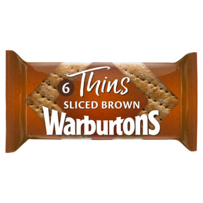 Warburtons soft brown sliced thins 6 pack (British brand)