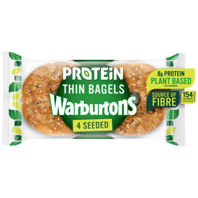 Warburtons Bagels Fins Protéinés pack de 4, version UK