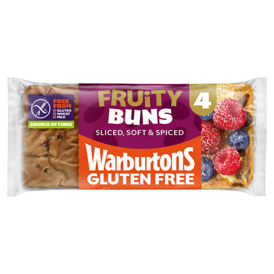 ASDA Warburtons Gluten Free 4 Sliced Fruity Buns with Cinnamon & Raisin- Buy online at McGrocer