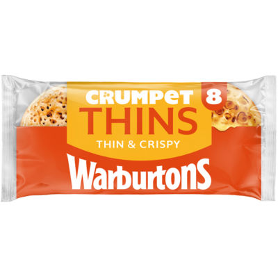 Warburtons crumpet thins 8 pack - British product